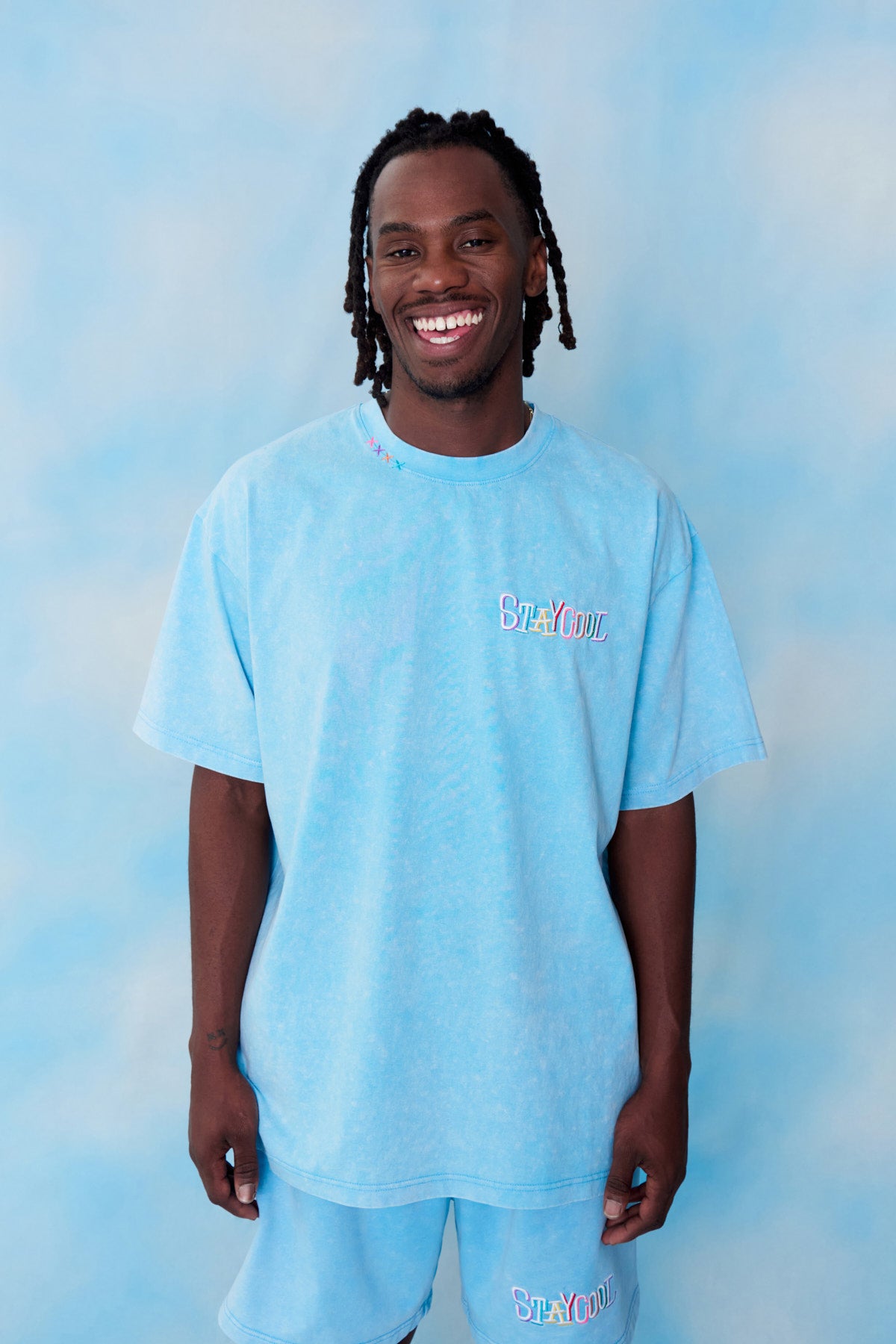 Tribal Acid Wash T-Shirt (Sky Blue)