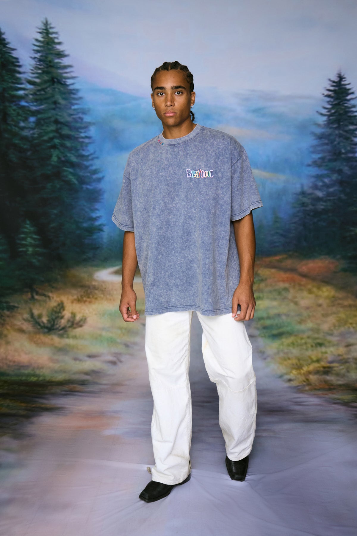 Tribal Acid Wash Tee (Denim)