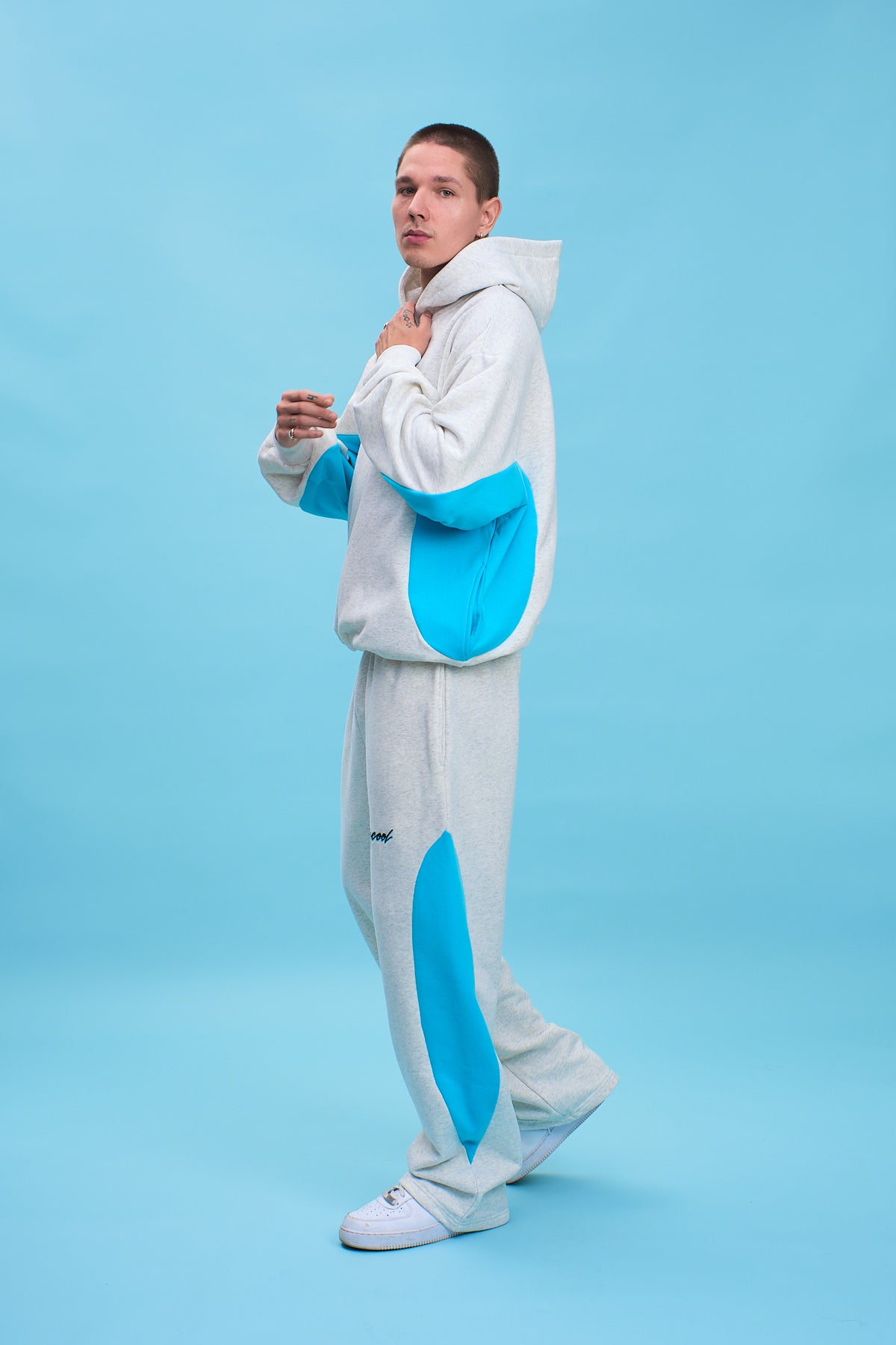 Turbo Hoodie (Heather Grey/Blue)