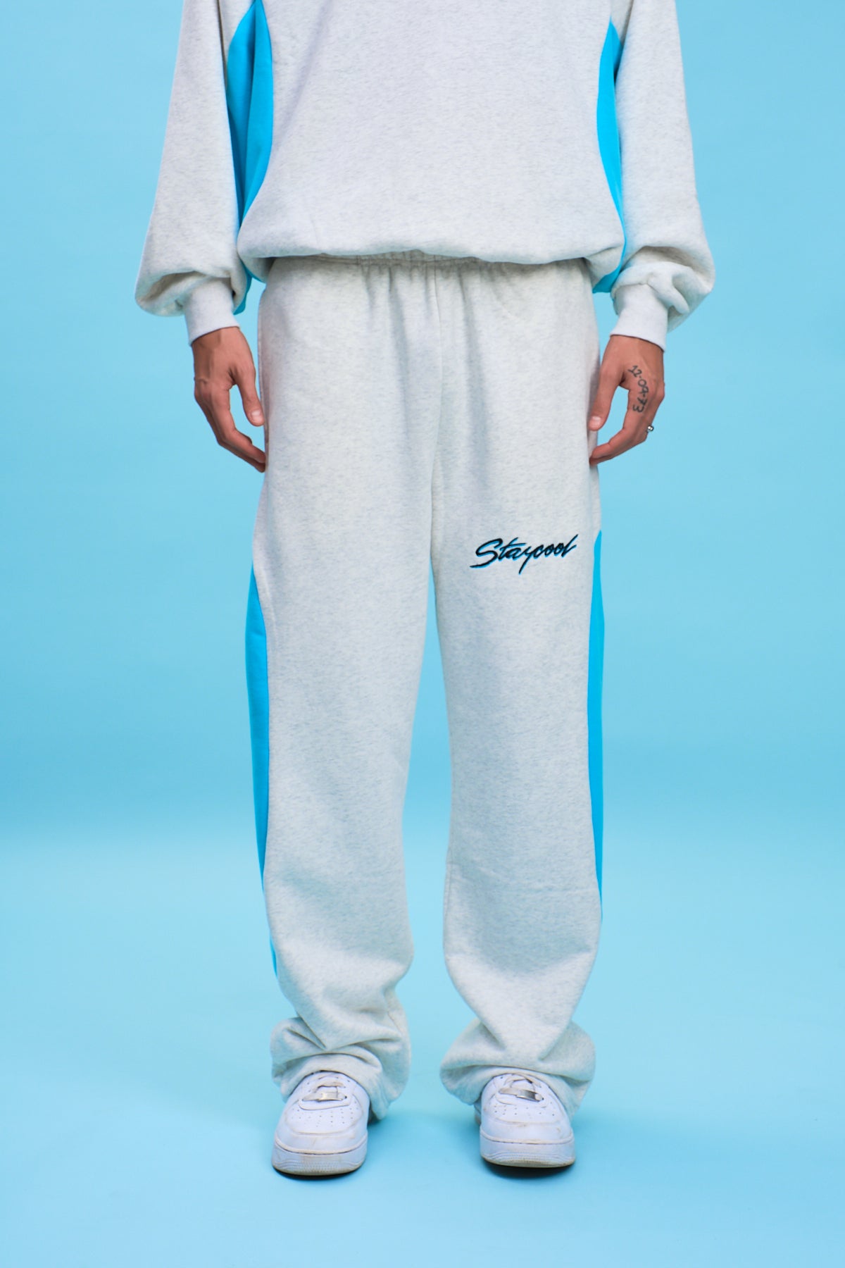 Turbo Straight Sweatpants (Heather Grey/Blue)