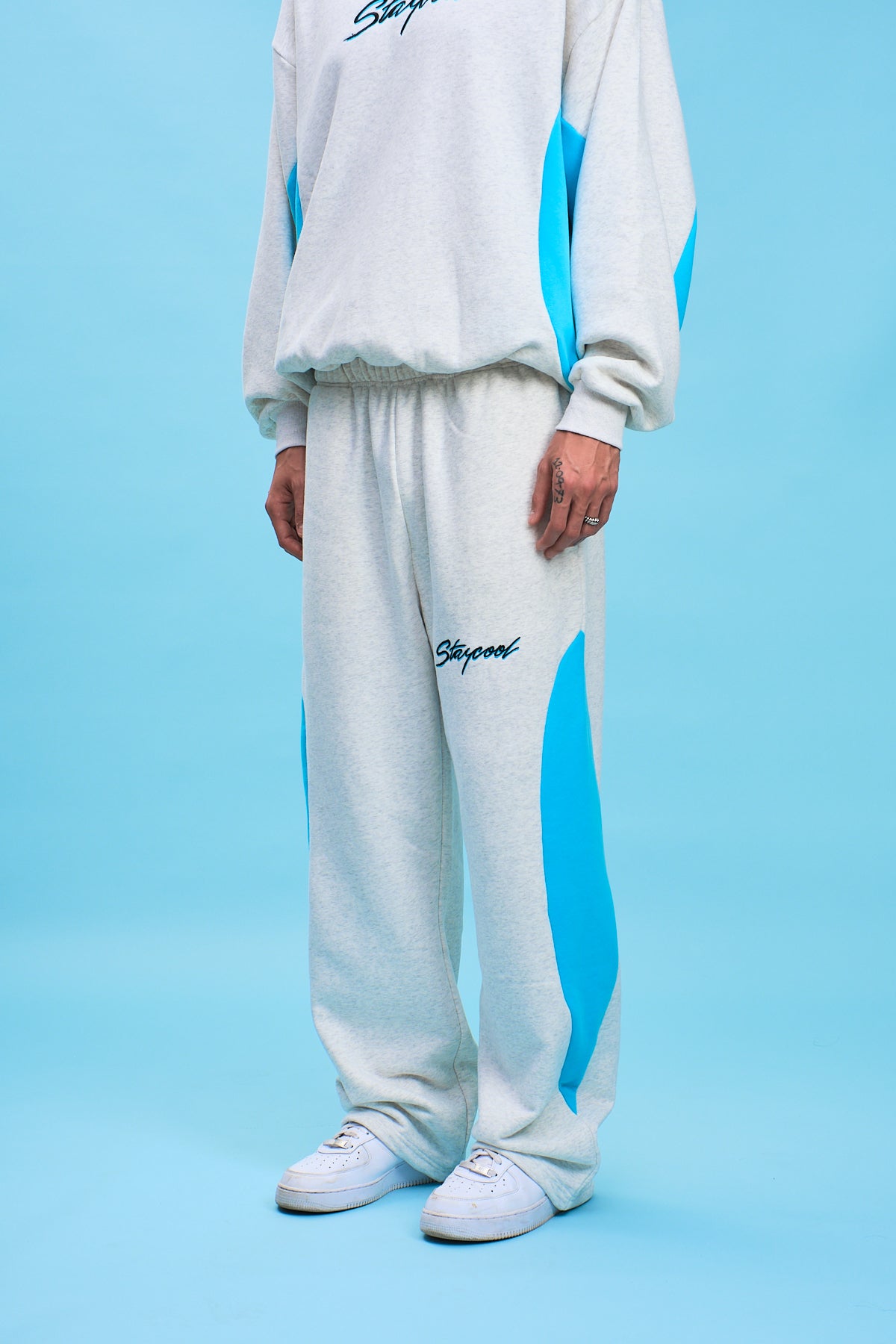 Turbo Straight Sweatpants (Heather Grey/Blue)