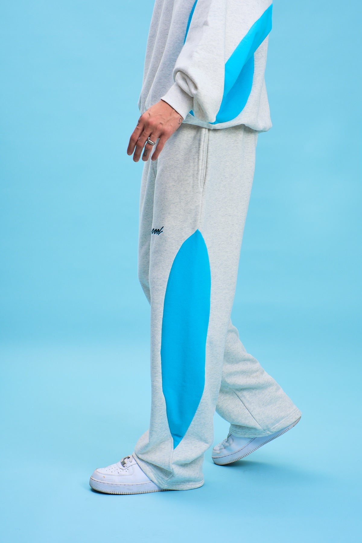 Turbo Straight Sweatpants (Heather Grey/Blue)