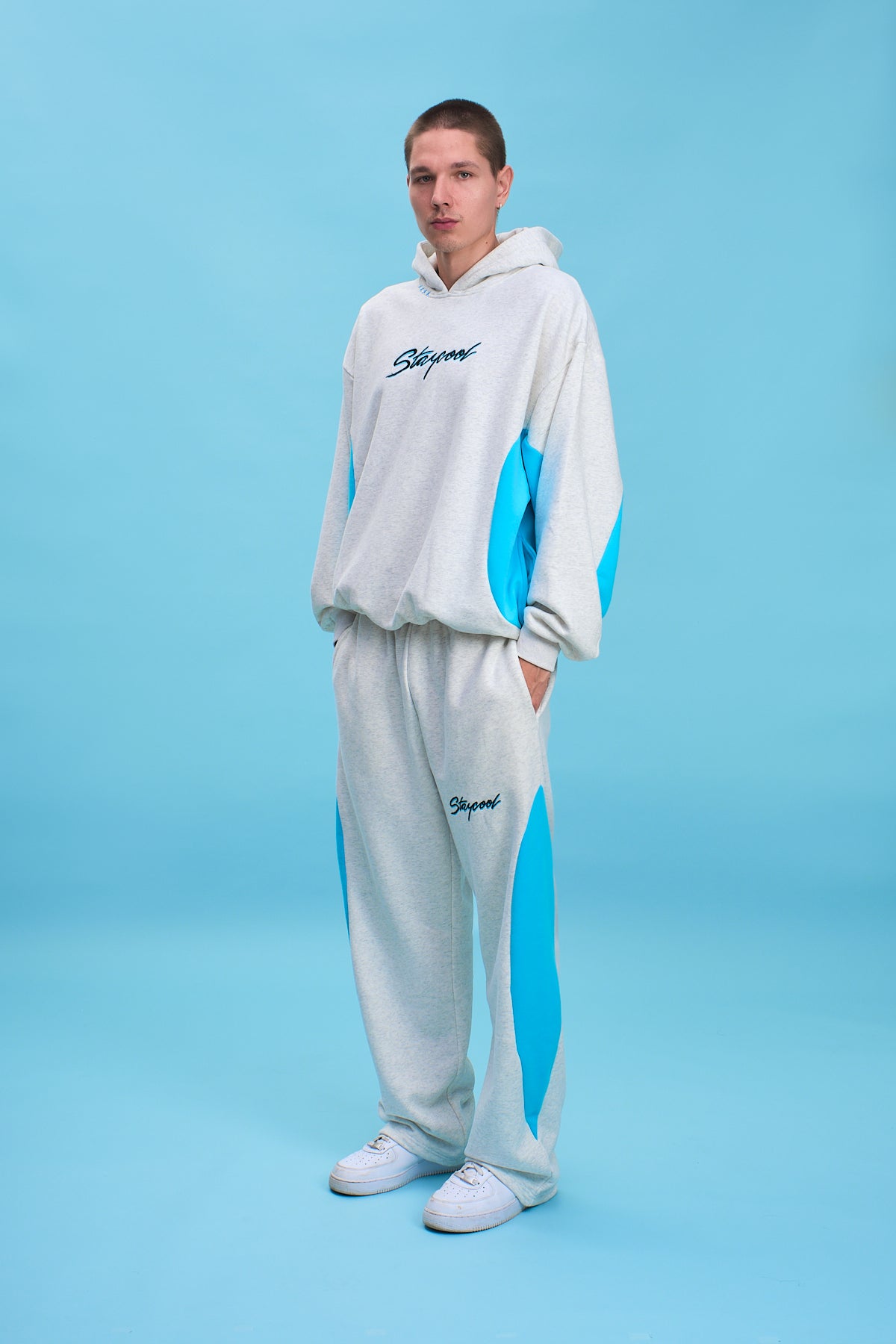 Turbo Straight Sweatpants (Heather Grey/Blue)