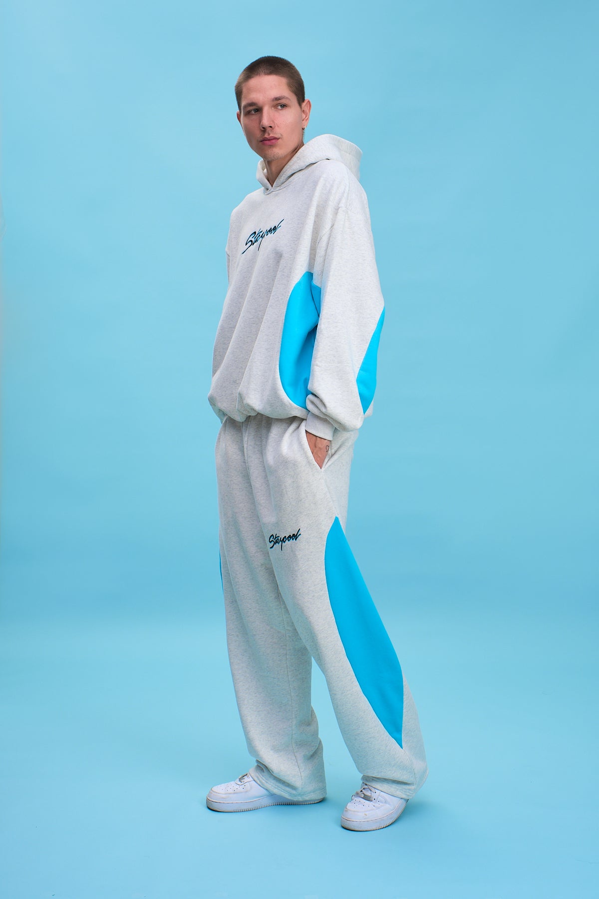 Turbo Straight Sweatpants (Heather Grey/Blue)