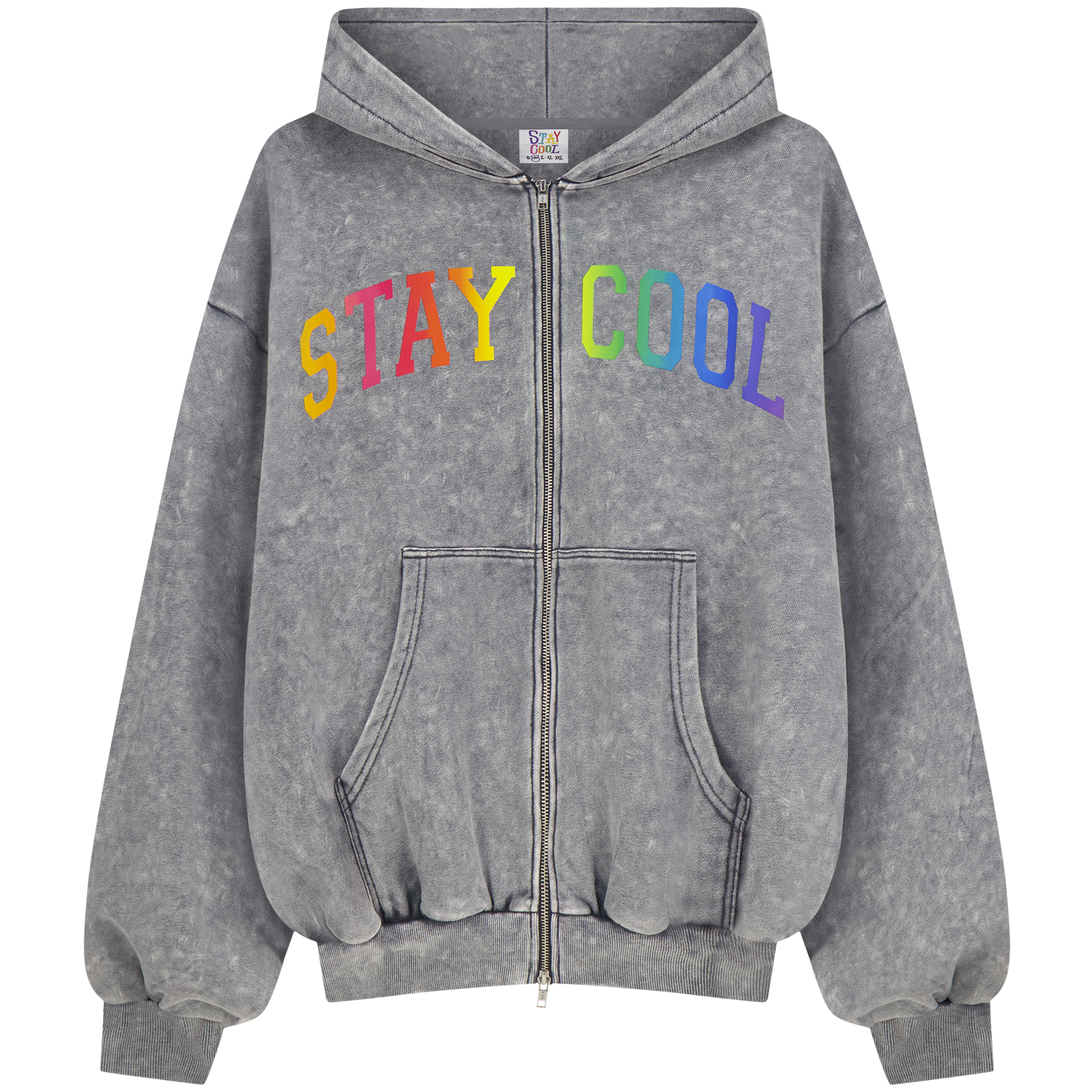 Arch Zip Logo Hoodie (Charcoal Wash) – Staycoolnyc Arch Zip Logo Hoodie (Charcoal Wash) – Staycoolnyc