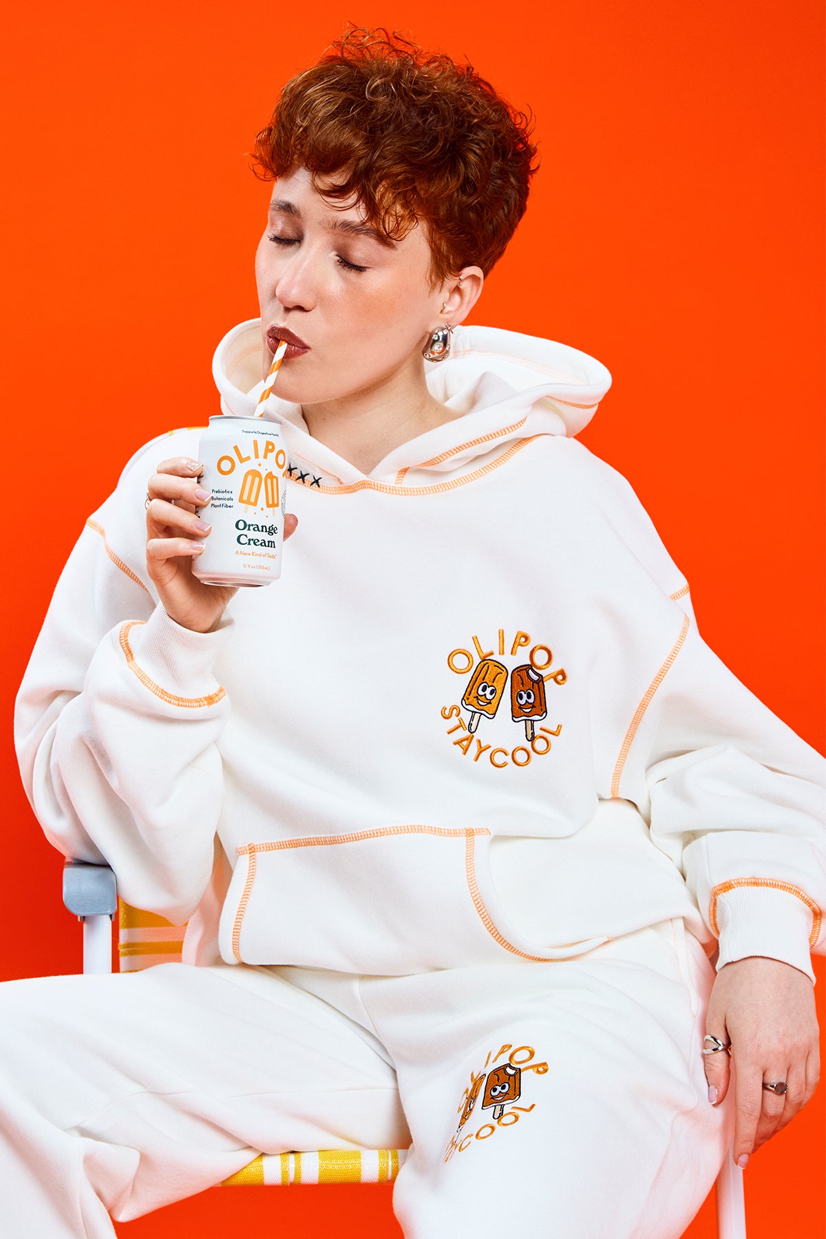 Olipop Orange Cream Sweatpants (White)