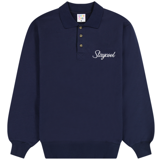 Script 3-Button Sweatshirt (Navy)