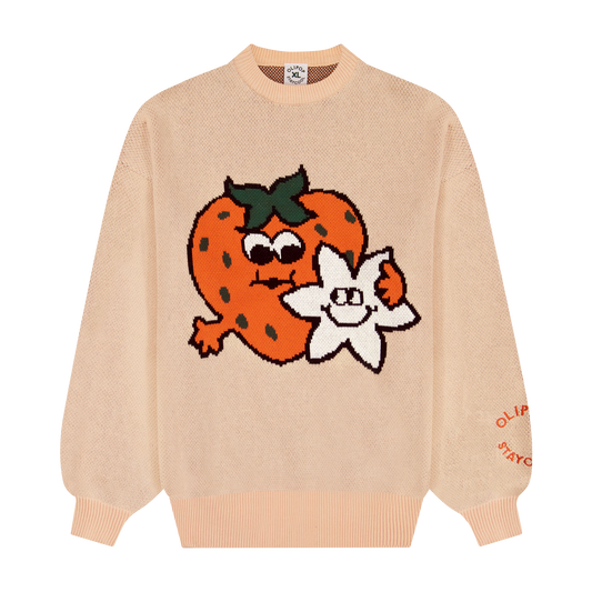 Olipop Strawberry Vanilla Chunky Knit Sweater