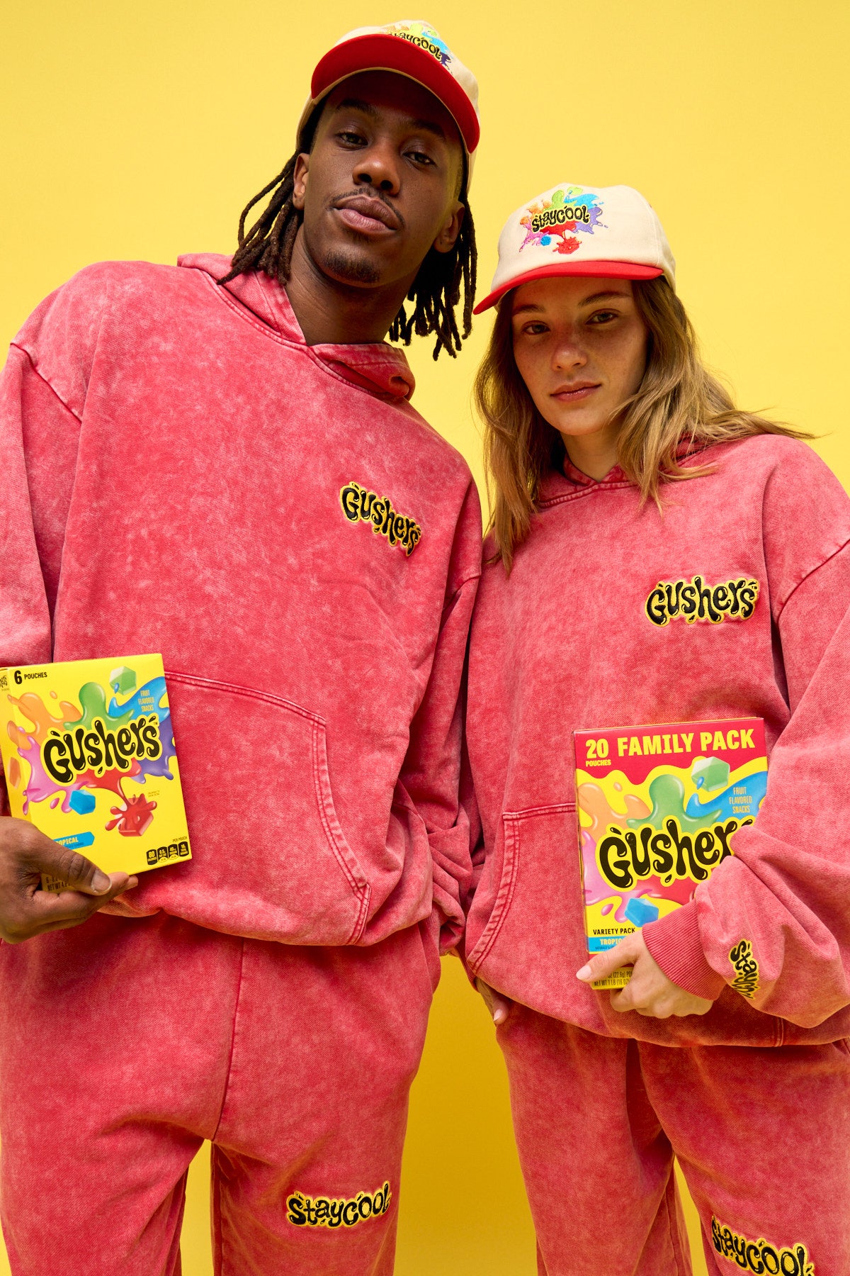 Staycool X Gushers Acid Wash Hoodie (Strawberry)