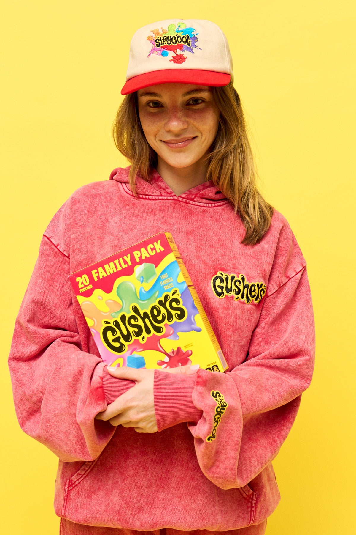 Staycool X Gushers Acid Wash Hoodie (Strawberry)