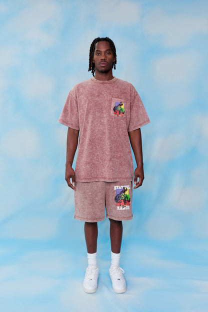 Ranch Acid Wash Shorts (Chocolate)