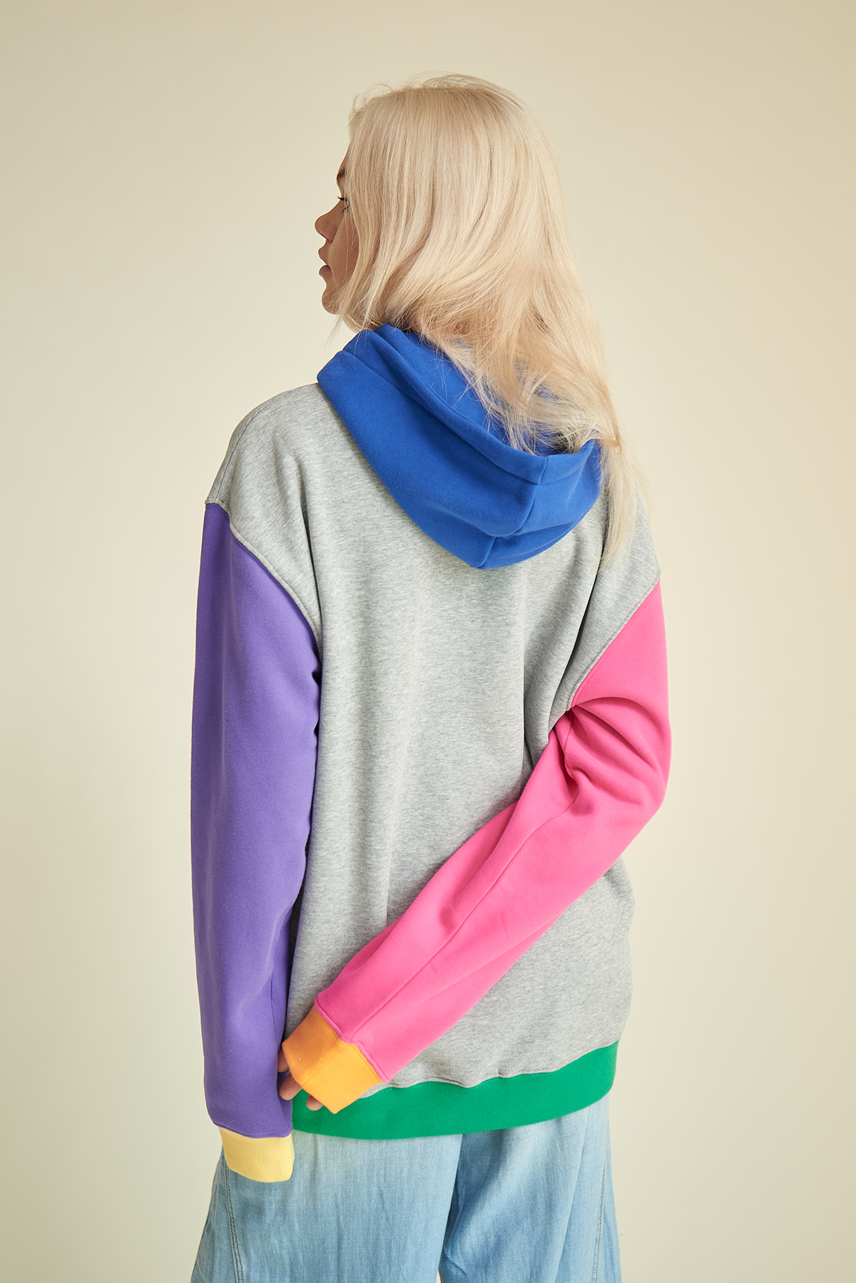 Color top block hoodie