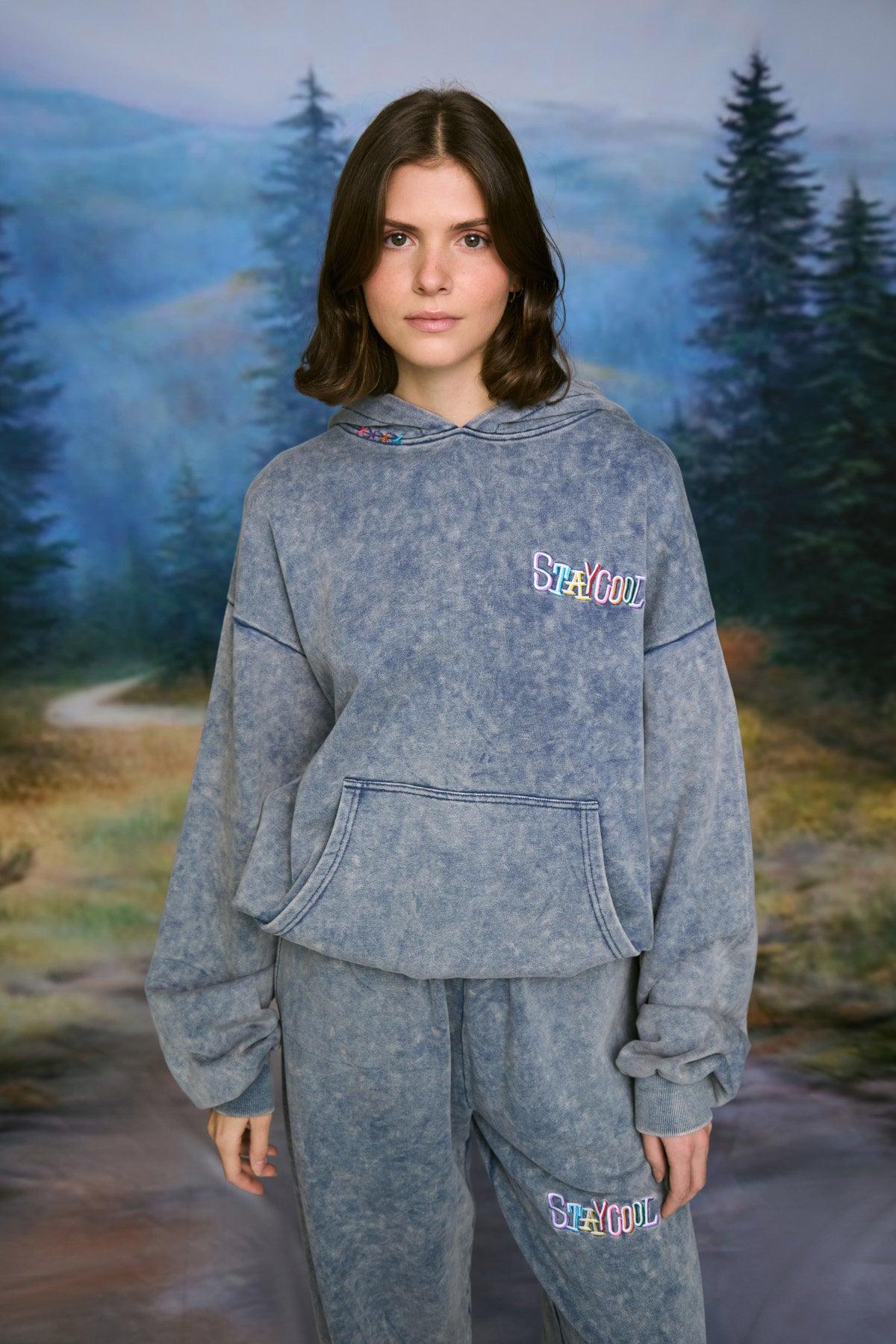 Tribal Acid Wash Hoodie (Denim)