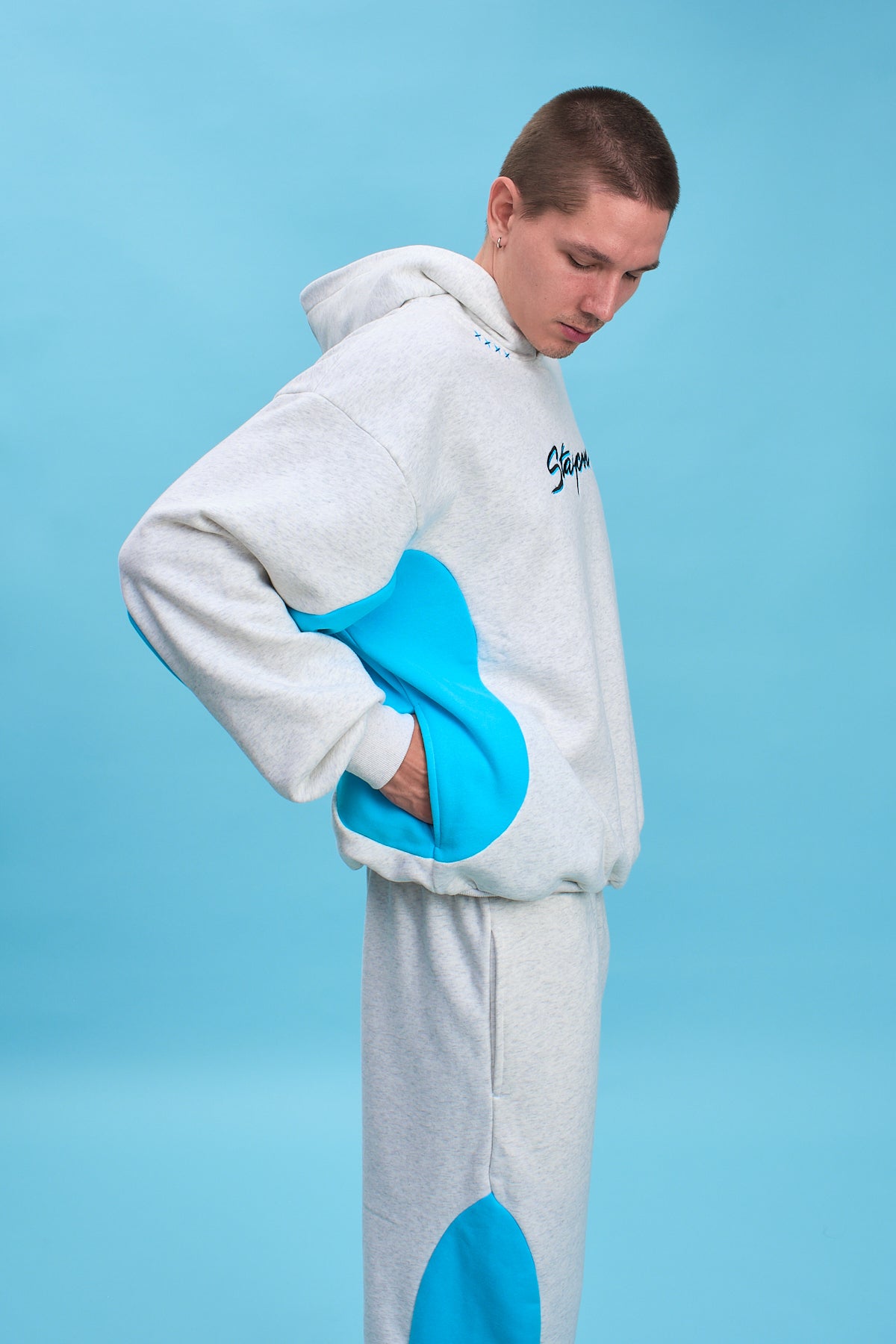 Turbo Hoodie (Heather Grey/Blue) – Staycoolnyc