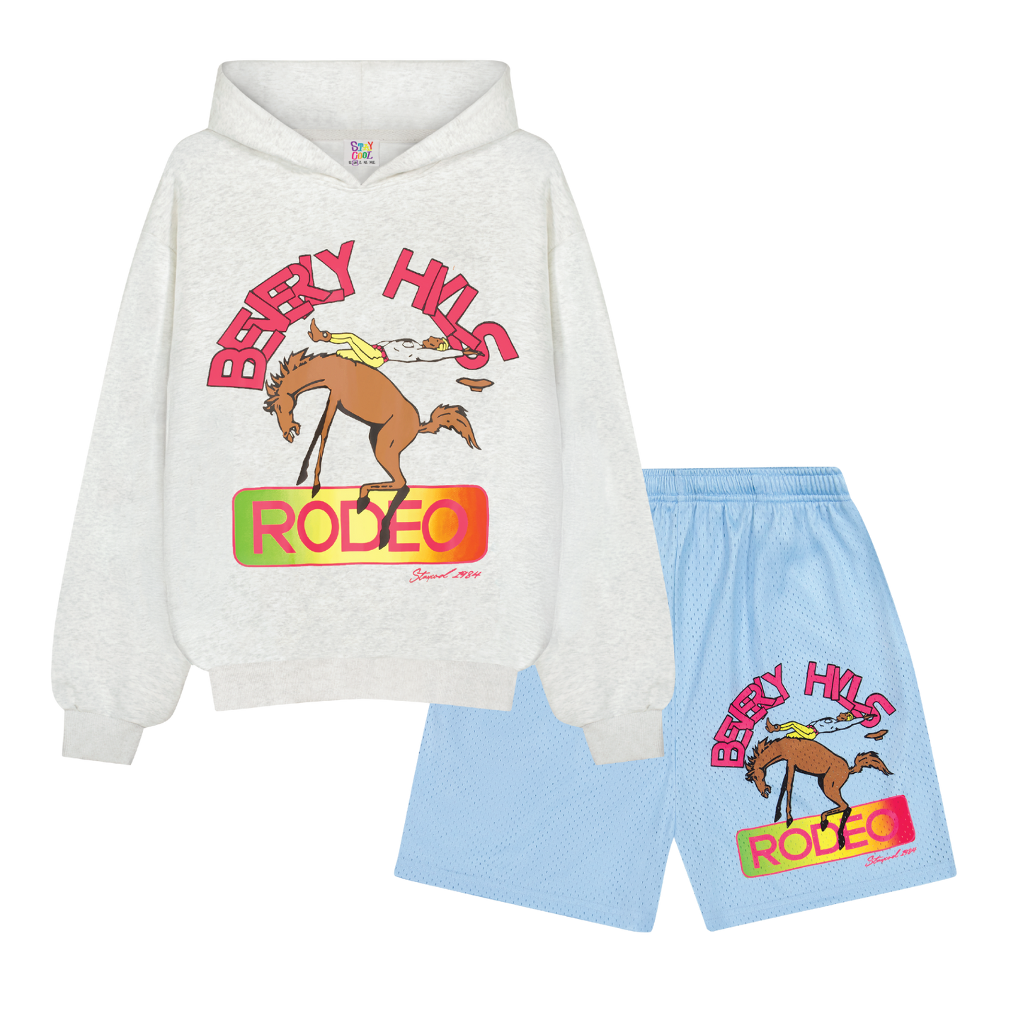 Rodeo Hoodie/Shorts Bundle (Heather Grey/Carolina Blue)