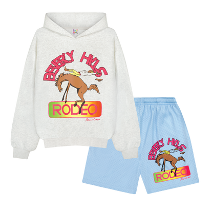 Rodeo Hoodie/Shorts Bundle (Heather Grey/Carolina Blue)