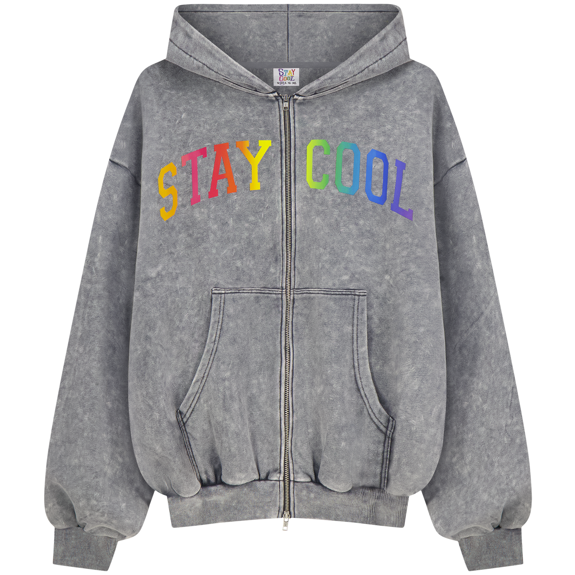 Arch Zip Logo Hoodie (Charcoal Wash) – Staycoolnyc Arch Zip Logo Hoodie (Charcoal Wash) – Staycoolnyc