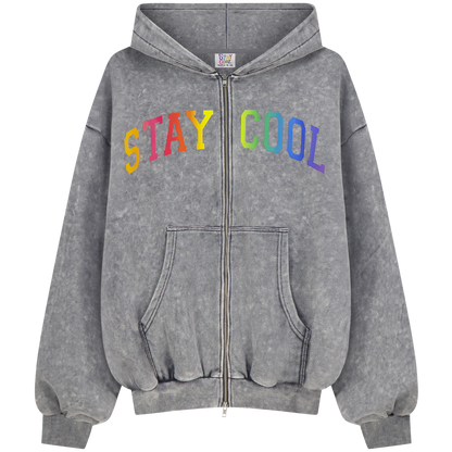 Arch Zip Logo Hoodie (Charcoal Wash)