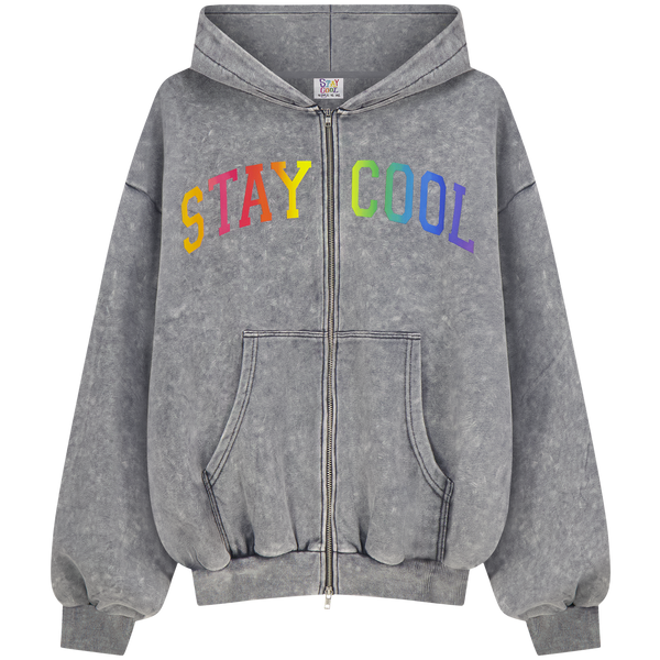 Arch Zip Logo Hoodie (Charcoal Wash) – Staycoolnyc