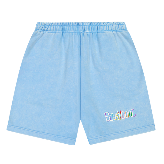 Tribal Acid Wash Shorts (Sky Blue)