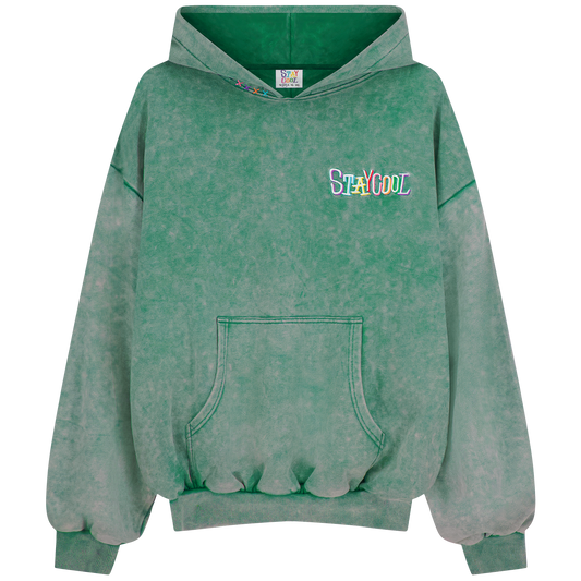 Tribal Acid Wash Hoodie (Kelly)