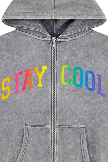 Arch Zip Logo Hoodie (Charcoal Wash)