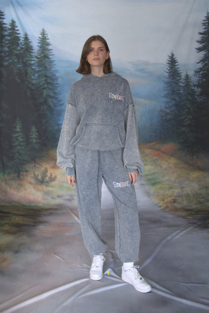 Tribal Acid Wash Hoodie (Denim)