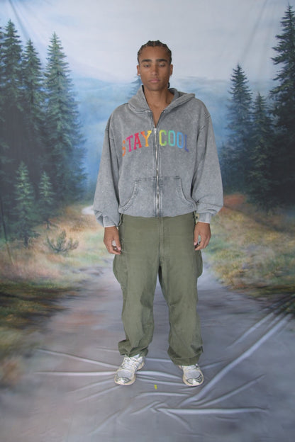 Arch Zip Logo Hoodie (Charcoal Wash)